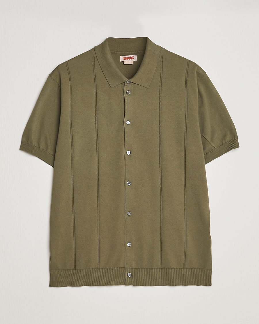 Herre | Pikéer | Baracuta | Horatio Cotton Garment Dyed Knitted Polo Shirt Olive