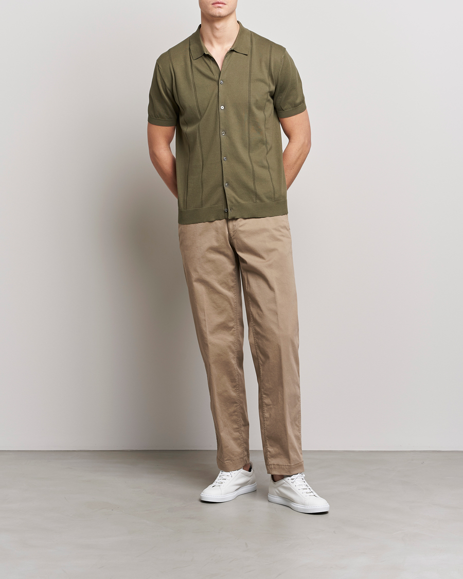 Herre | Pikéer | Baracuta | Horatio Cotton Garment Dyed Knitted Polo Shirt Olive