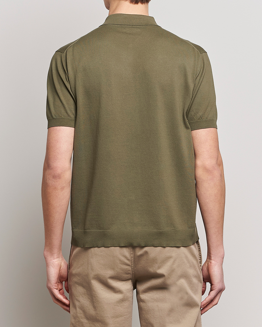 Herre | Pikéer | Baracuta | Horatio Cotton Garment Dyed Knitted Polo Shirt Olive