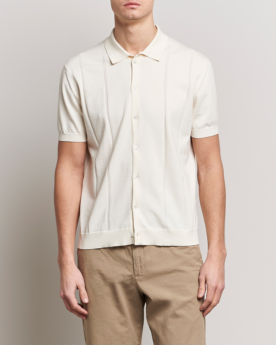 Herre | Pikéer | Baracuta | Horatio Cotton Garment Dyed Knitted Polo Shirt Ivory