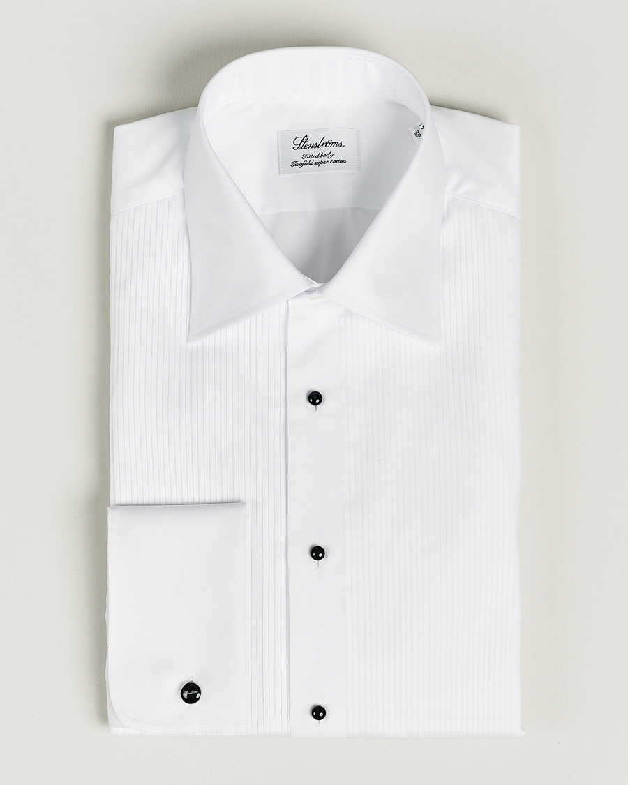 Herre | Skjorter | Stenströms | Fitted Body Open Smoking Shirt White