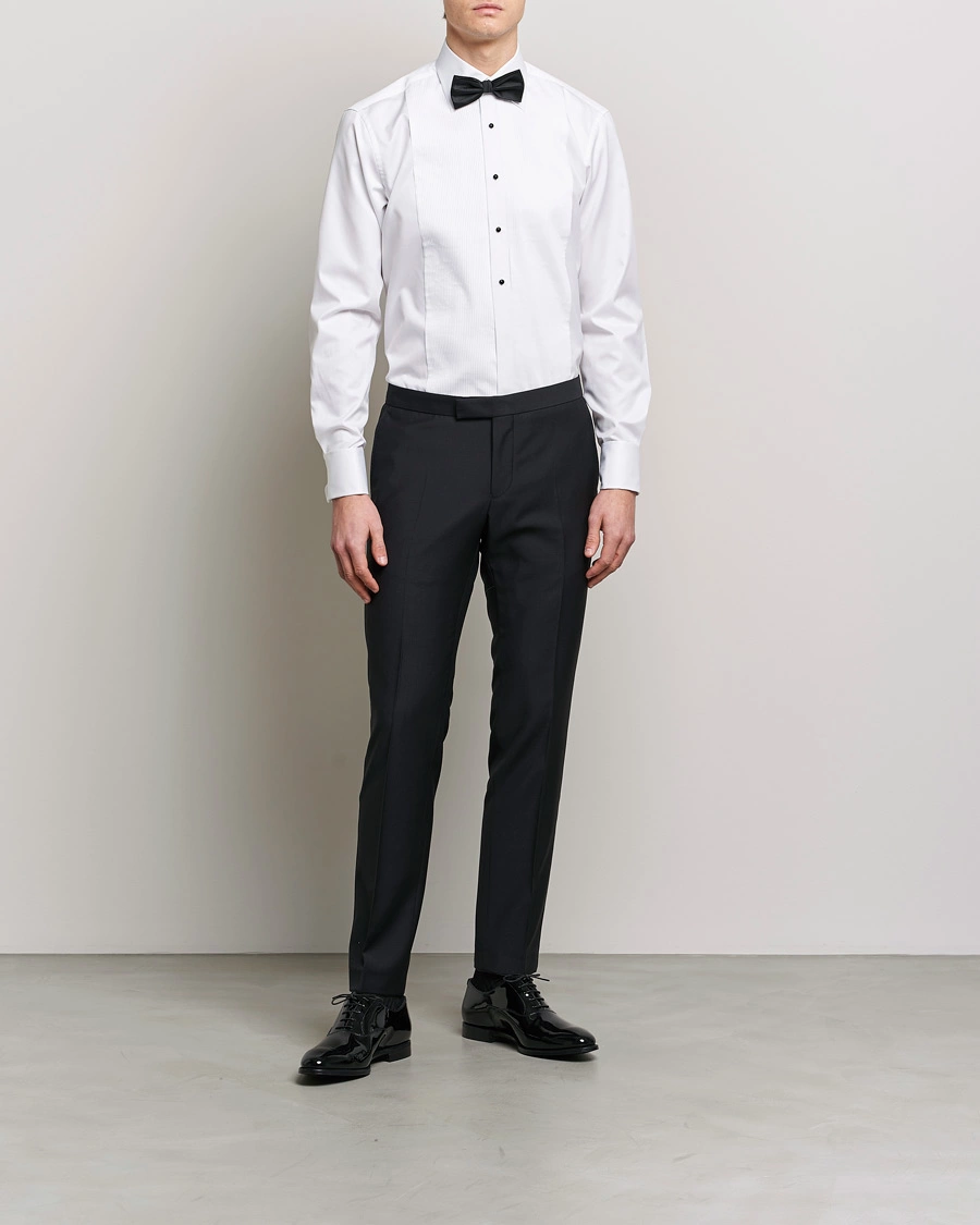 Herre | Black Tie | Stenströms | Fitted Body Open Smoking Shirt White