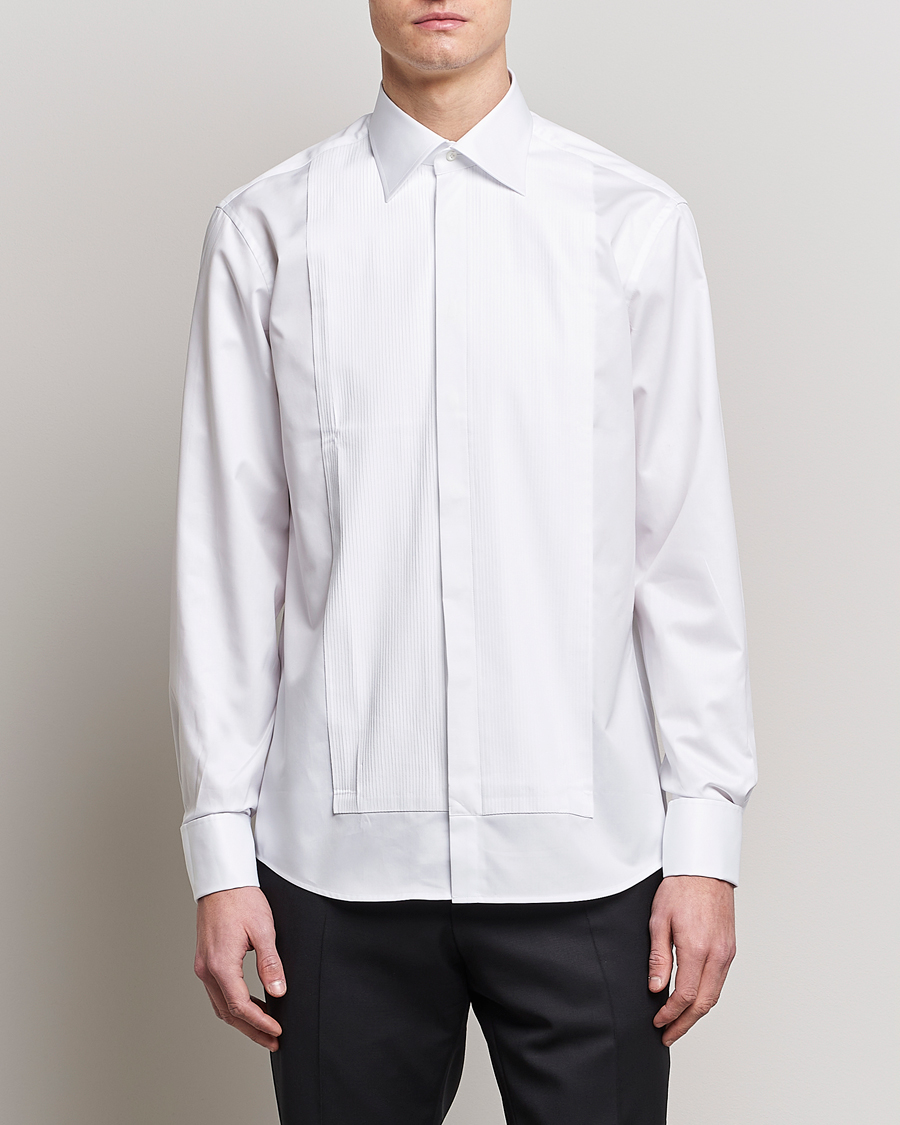 Herre | Black Tie | Stenströms | Fitted Body Smoking Shirt White