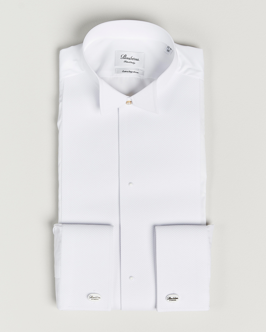 Herre | Skjorter | Stenströms | Fitted Body XL Sleeve Stand Up Collar Evening Shir White