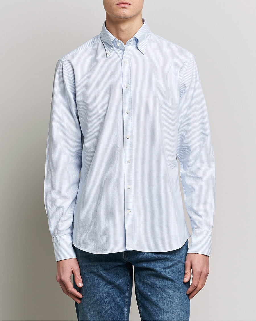 Herre | Business & Beyond | Stenströms | Fitted Body Oxford Shirt Blue/White