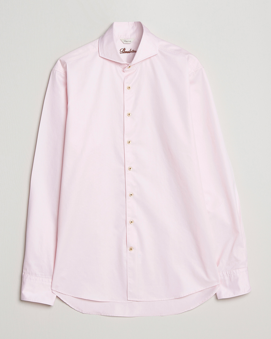 Herre | Skjorter | Stenströms | Fitted Body Washed Cotton Plain Shirt Pink
