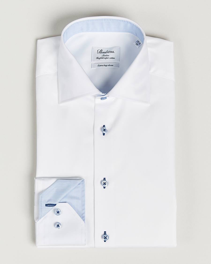 Herre | Skjorter | Stenströms | Slimline X-Long Sleeve Contrast Shirt White