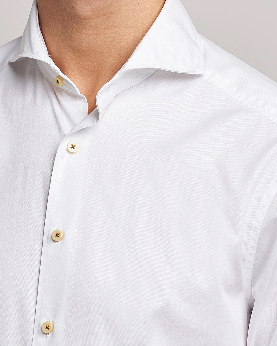 Herre | Skjorter | Stenströms | Slimline X-Long Sleeve Washed Cotton Shirt White