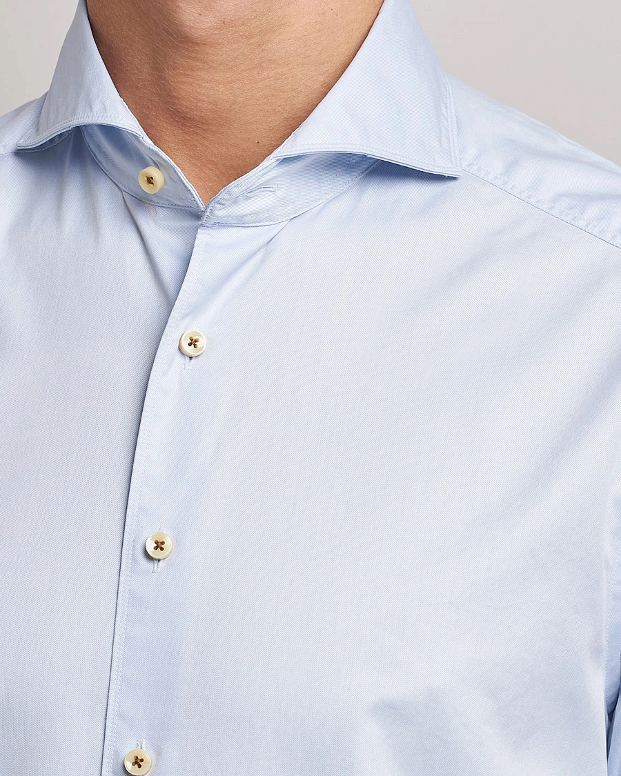 Herre | Stenströms | Stenströms | Slimline X-Long Sleeve Washed Cotton Shirt Light Blue