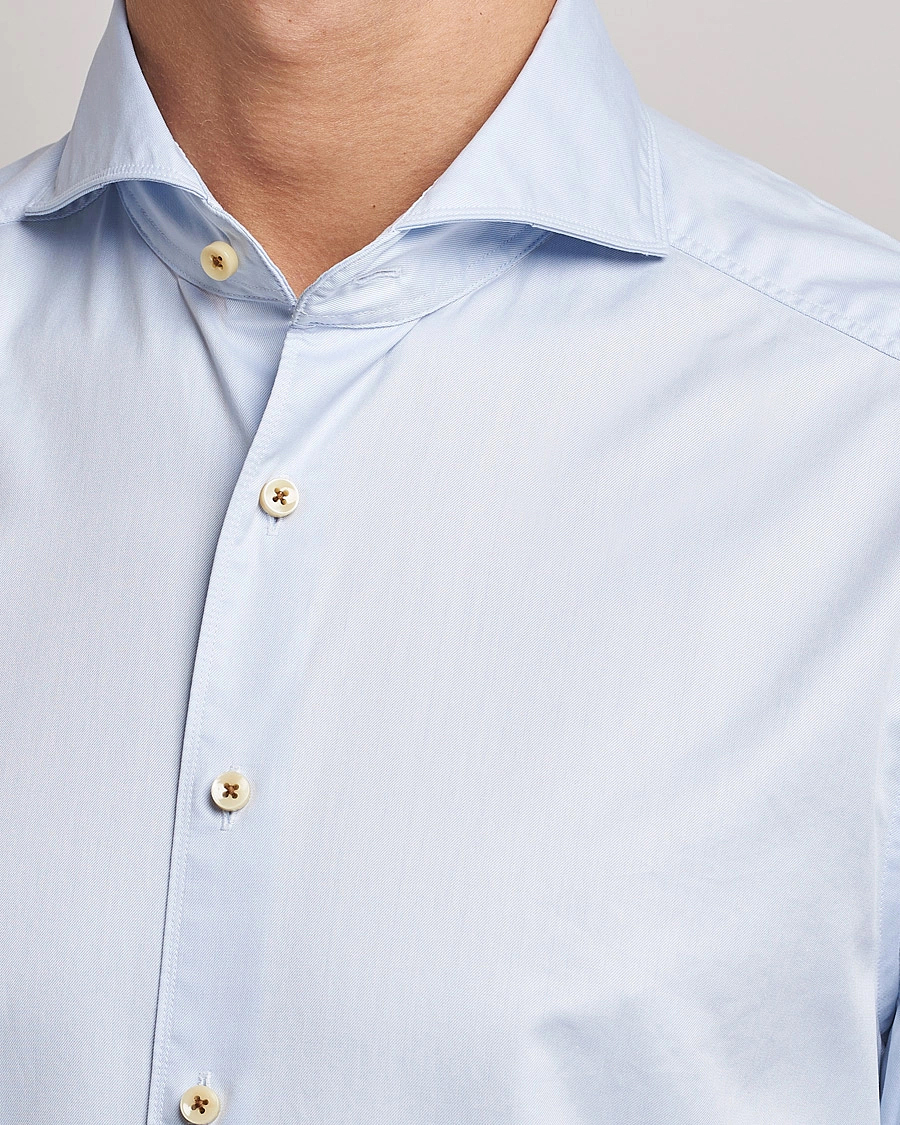 Herre | Skjorter | Stenströms | Slimline X-Long Sleeve Washed Cotton Shirt Light Blue