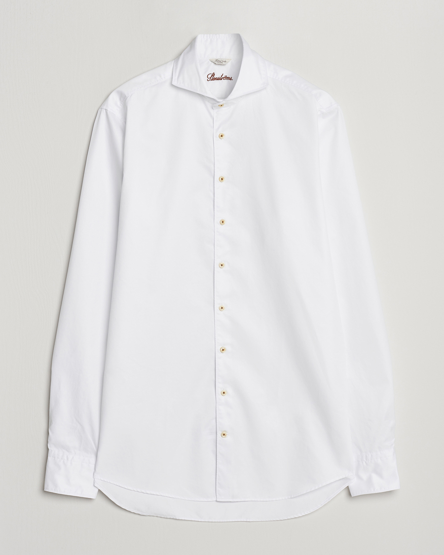 Herre |  | Stenströms | Fitted Body X-Long Sleeve Washed Shirt White