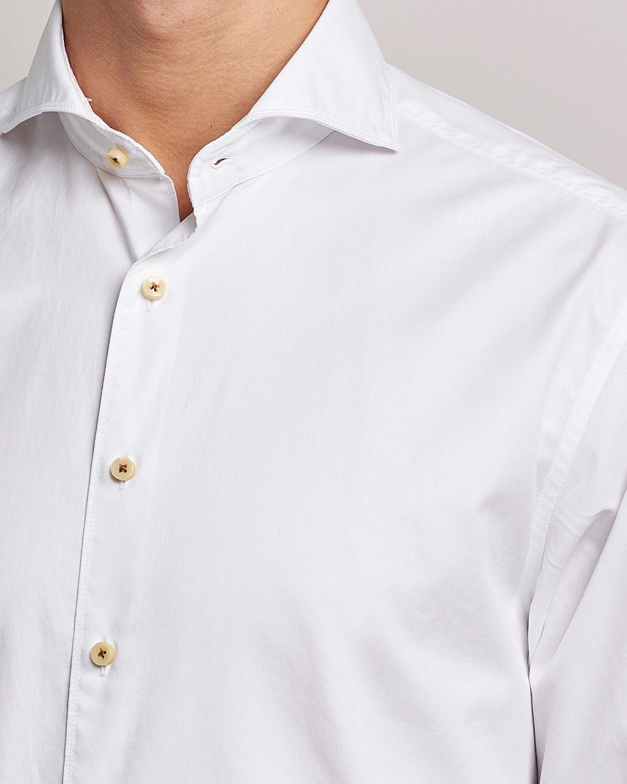 Herre | Skjorter | Stenströms | Fitted Body X-Long Sleeve Washed Shirt White