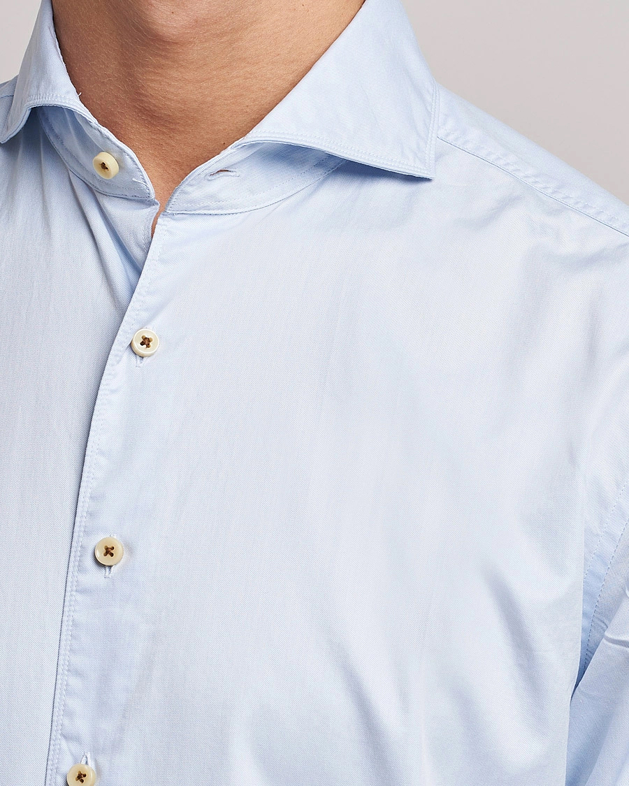 Herre | Skjorter | Stenströms | Fitted Body X-Long Sleeve Washed Shirt Light Blue
