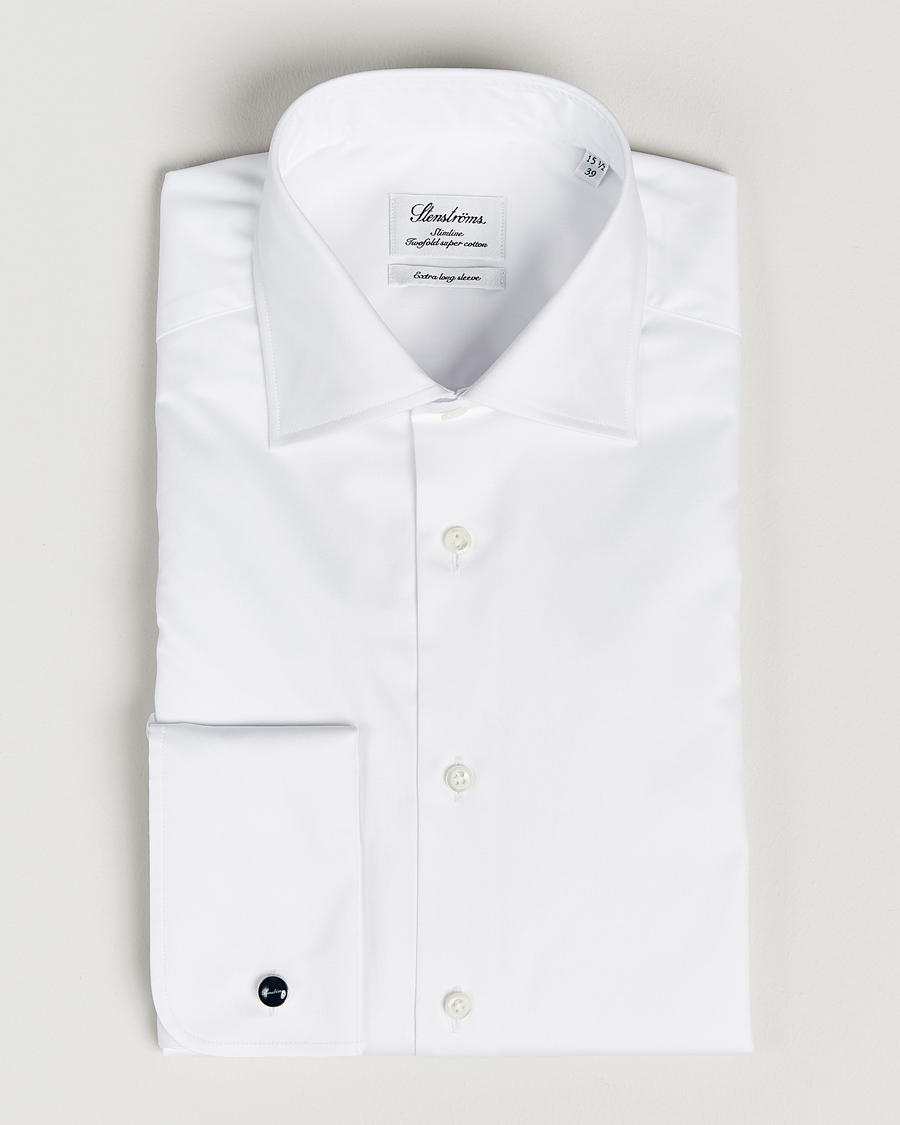 Herre | Skjorter | Stenströms | Slimline X-Long Sleeve Double Cuff Shirt White