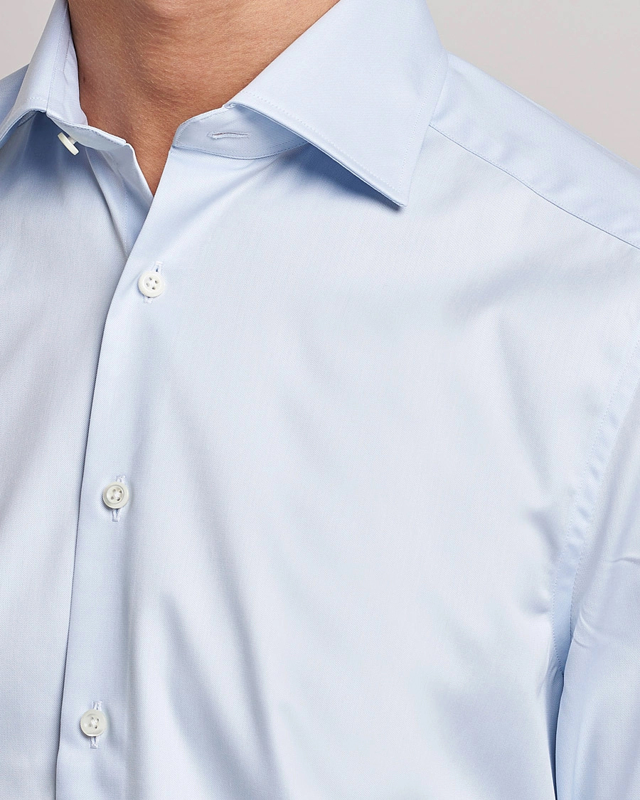 Men |  | Stenströms | Slimline X-Long Sleeve Double Cuff Shirt Light Blue