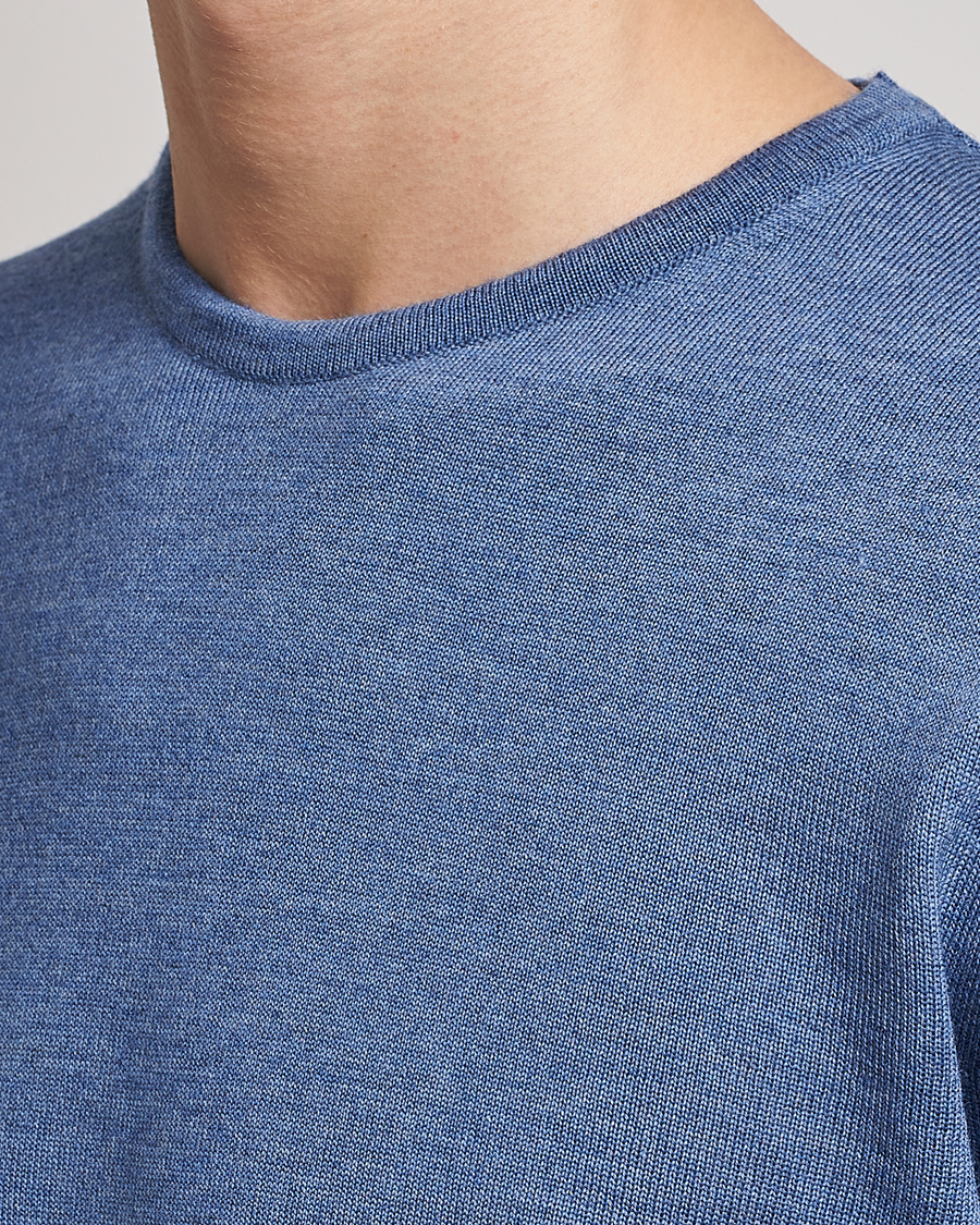 Herre | Gensere | Stenströms | Merino Patch Crew Neck Light Blue/Blue