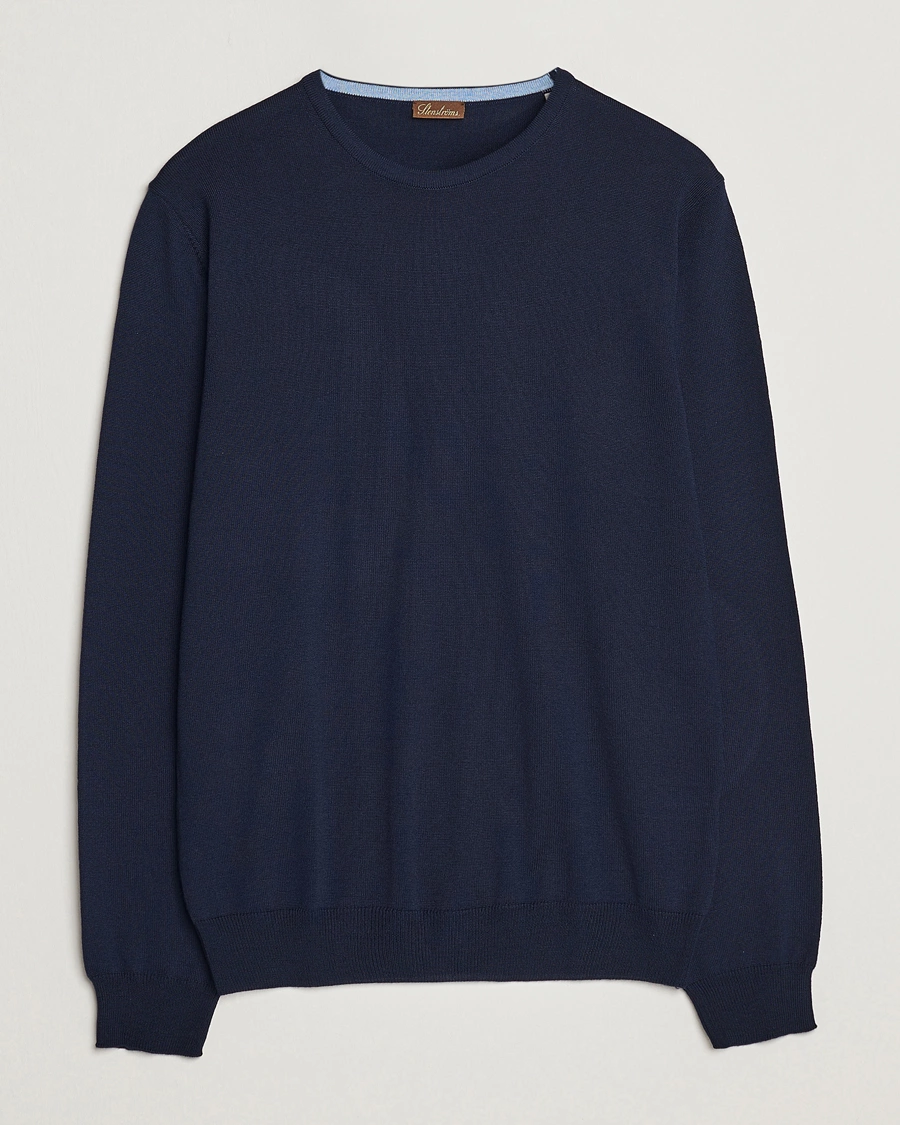 Herre | Gensere | Stenströms | Merino Patch Crew Neck Navy/Light Blue
