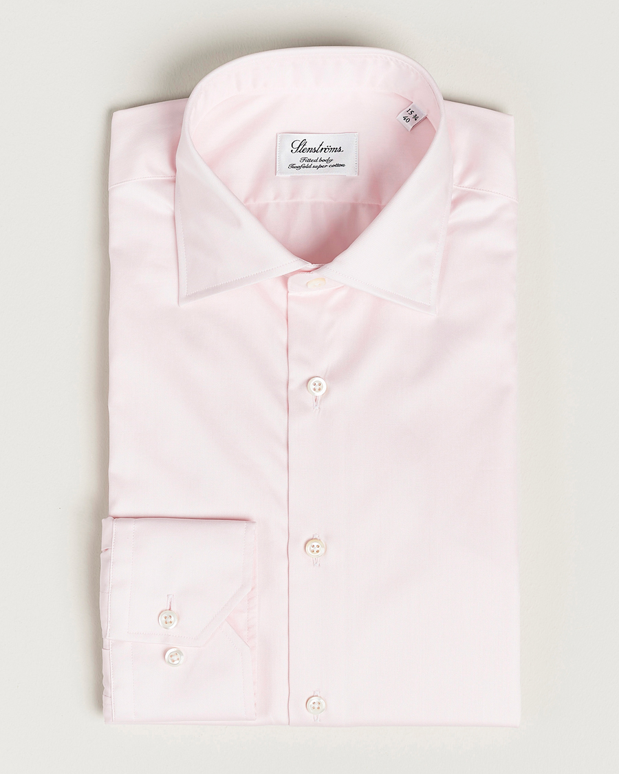 Herre |  | Stenströms | Fitted Body Cut Away Shirt Pink