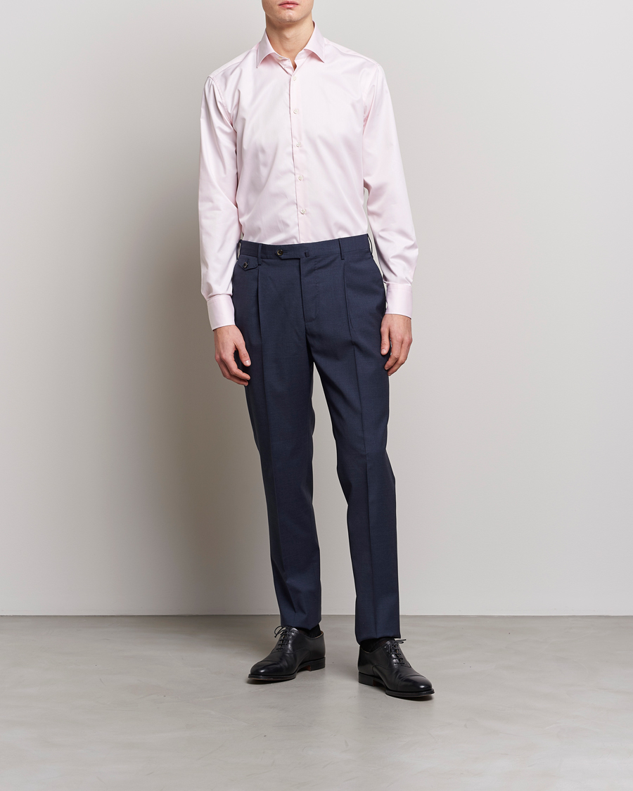 Men |  | Stenströms | Fitted Body Cut Away Shirt Pink