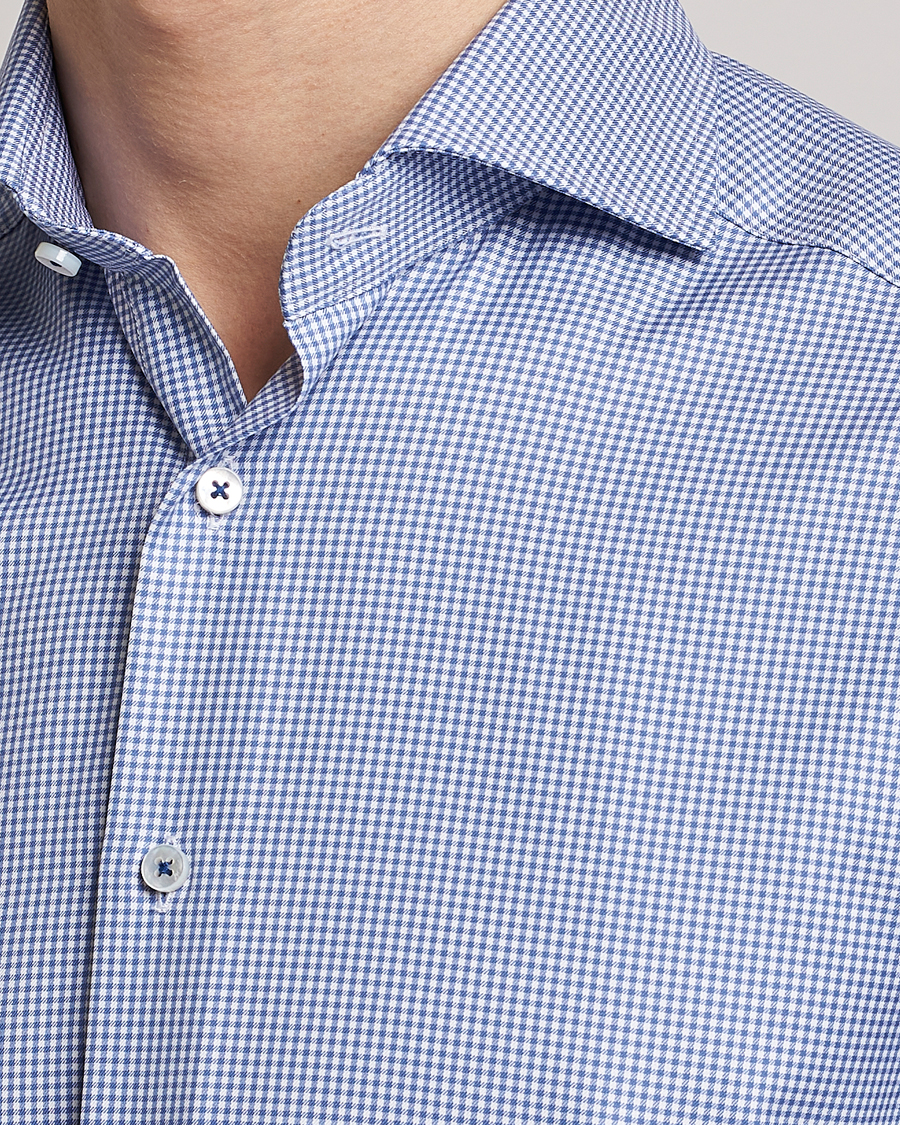 Herre | Skjorter | Stenströms | Slimline Small Check Cut Away Shirt Blue