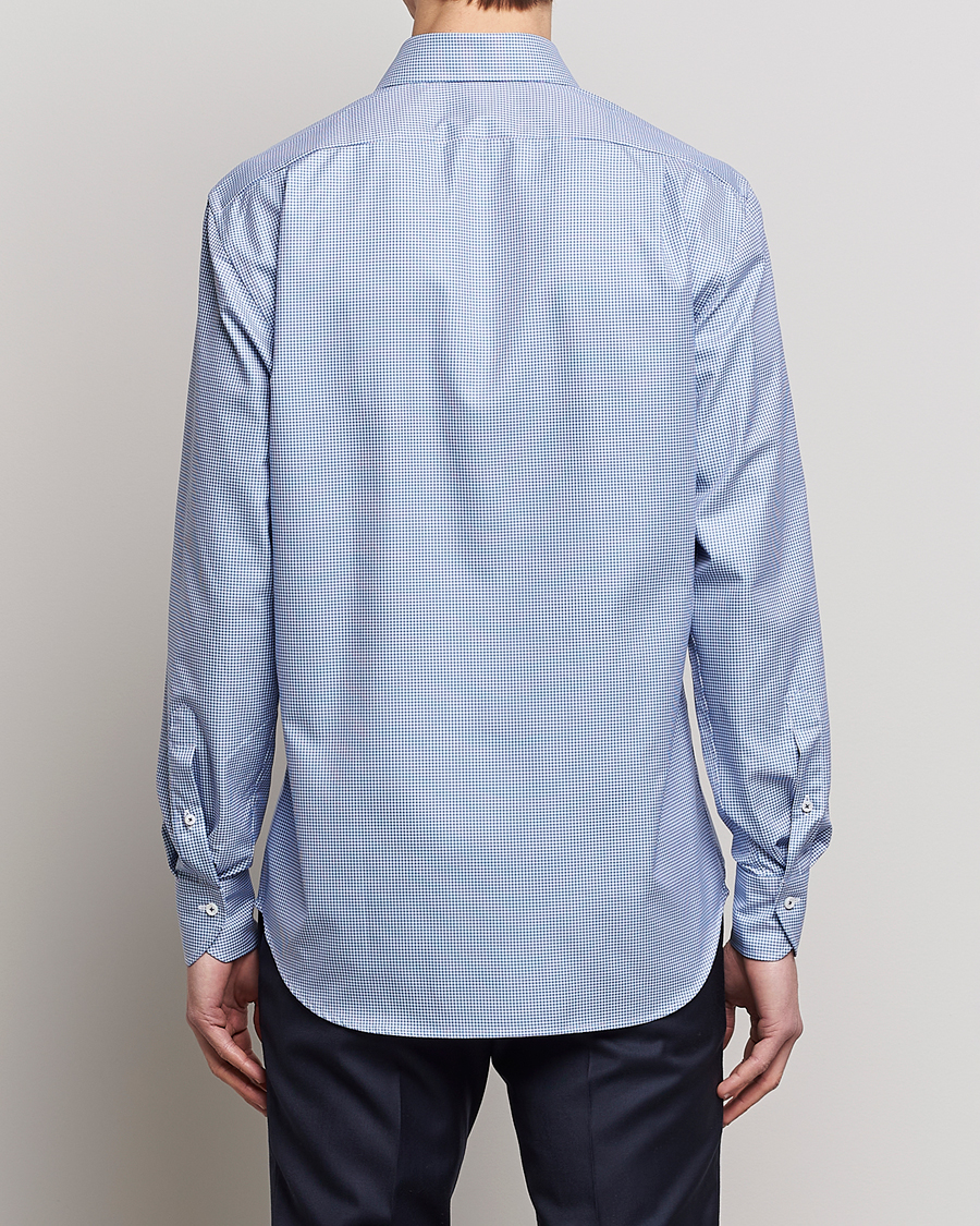 Herre | Skjorter | Stenströms | Fitted Body Small Check Cut Away Shirt Blue
