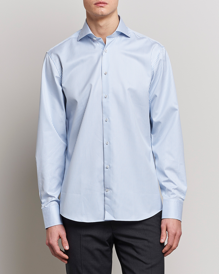 Herre | Formelle | Stenströms | Fitted Body Striped Cut Away Shirt Blue/White