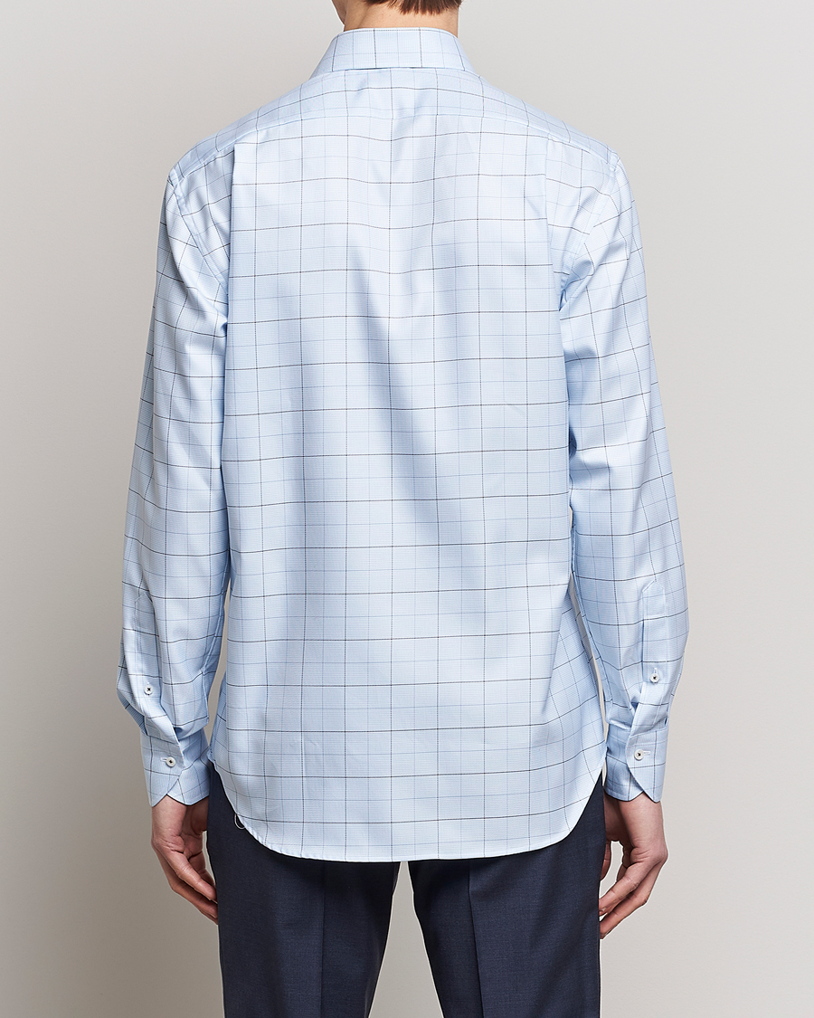 Herre | Skjorter | Stenströms | Fitted Body Cut Away Windowpane Shirt Blue