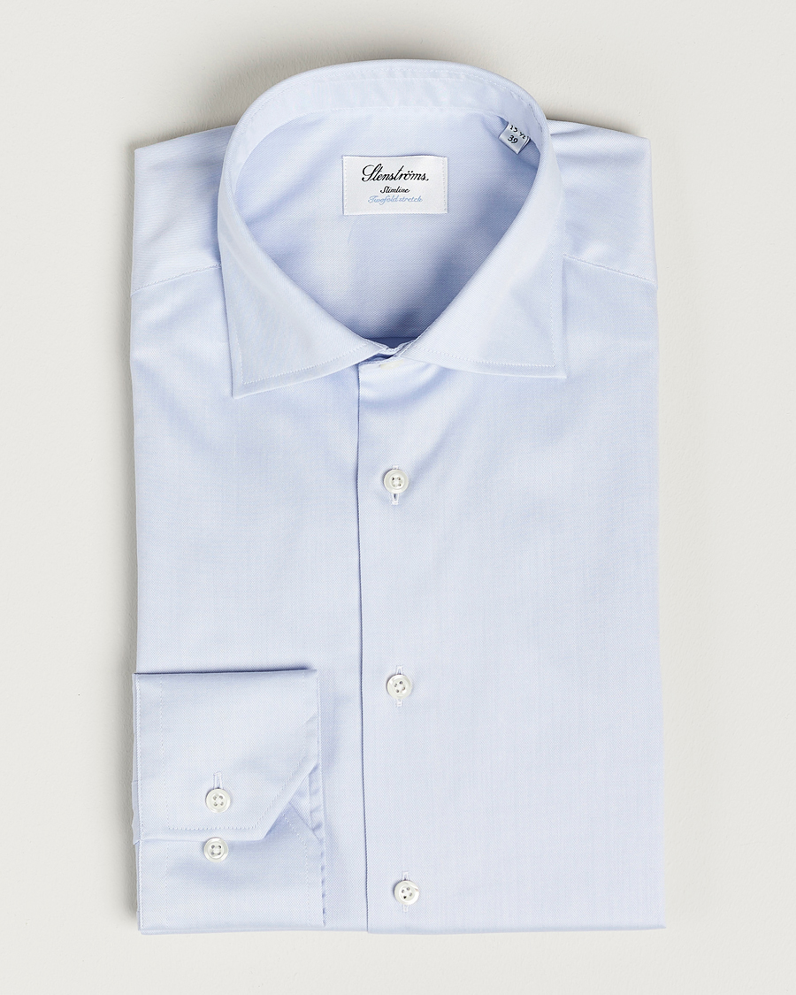 Herre | Skjorter | Stenströms | Slimline Twofold Stretch Shirt Light Blue