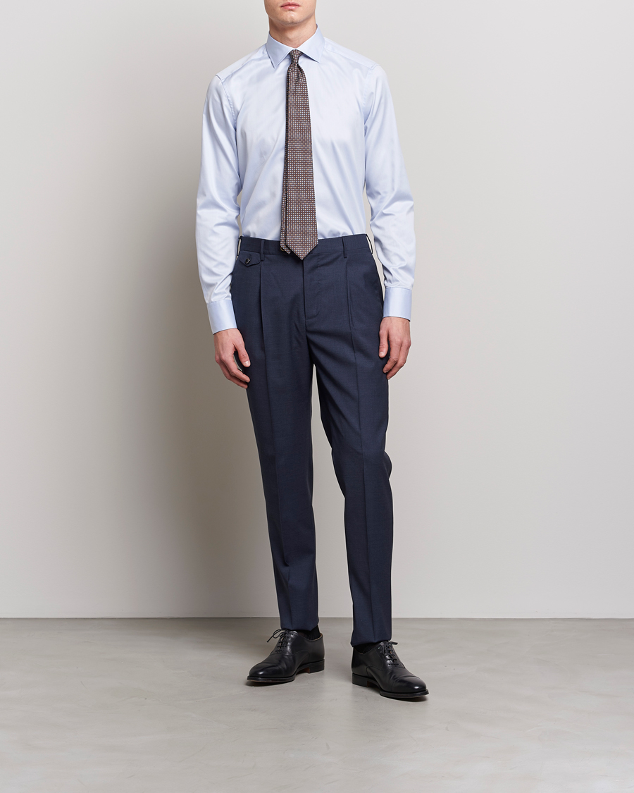 Herre | Skjorter | Stenströms | Slimline Twofold Stretch Shirt Light Blue
