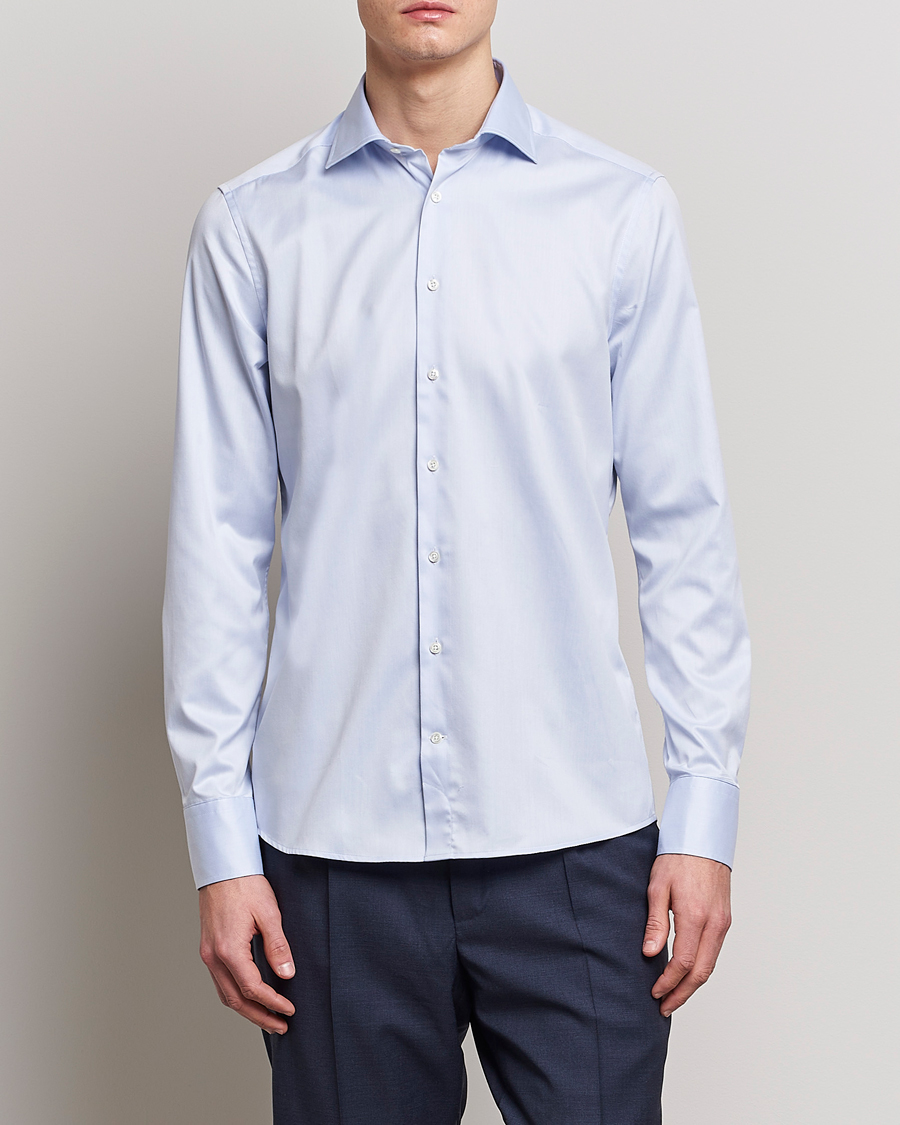 Herre | Skjorter | Stenströms | Slimline Twofold Stretch Shirt Light Blue