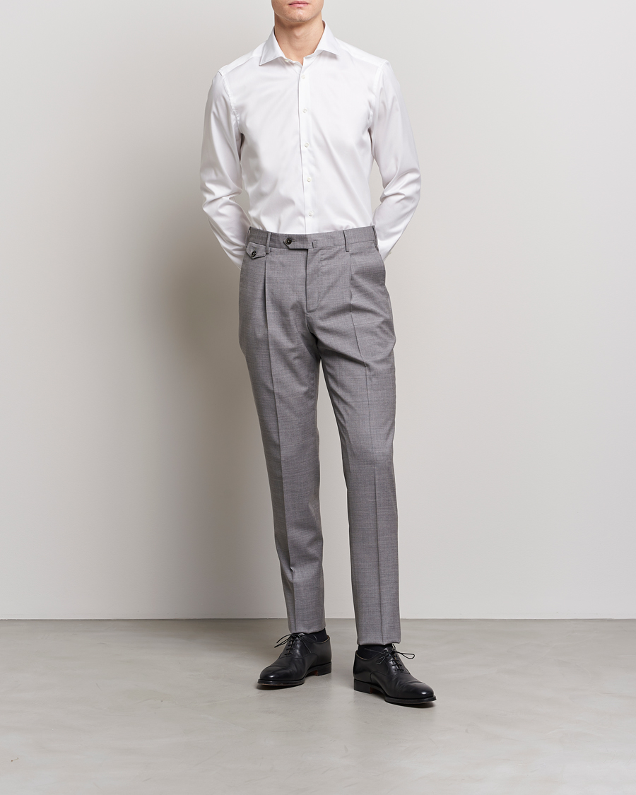 Herre | Mørk dress | Stenströms | Fitted Body Twofold Stretch Shirt White