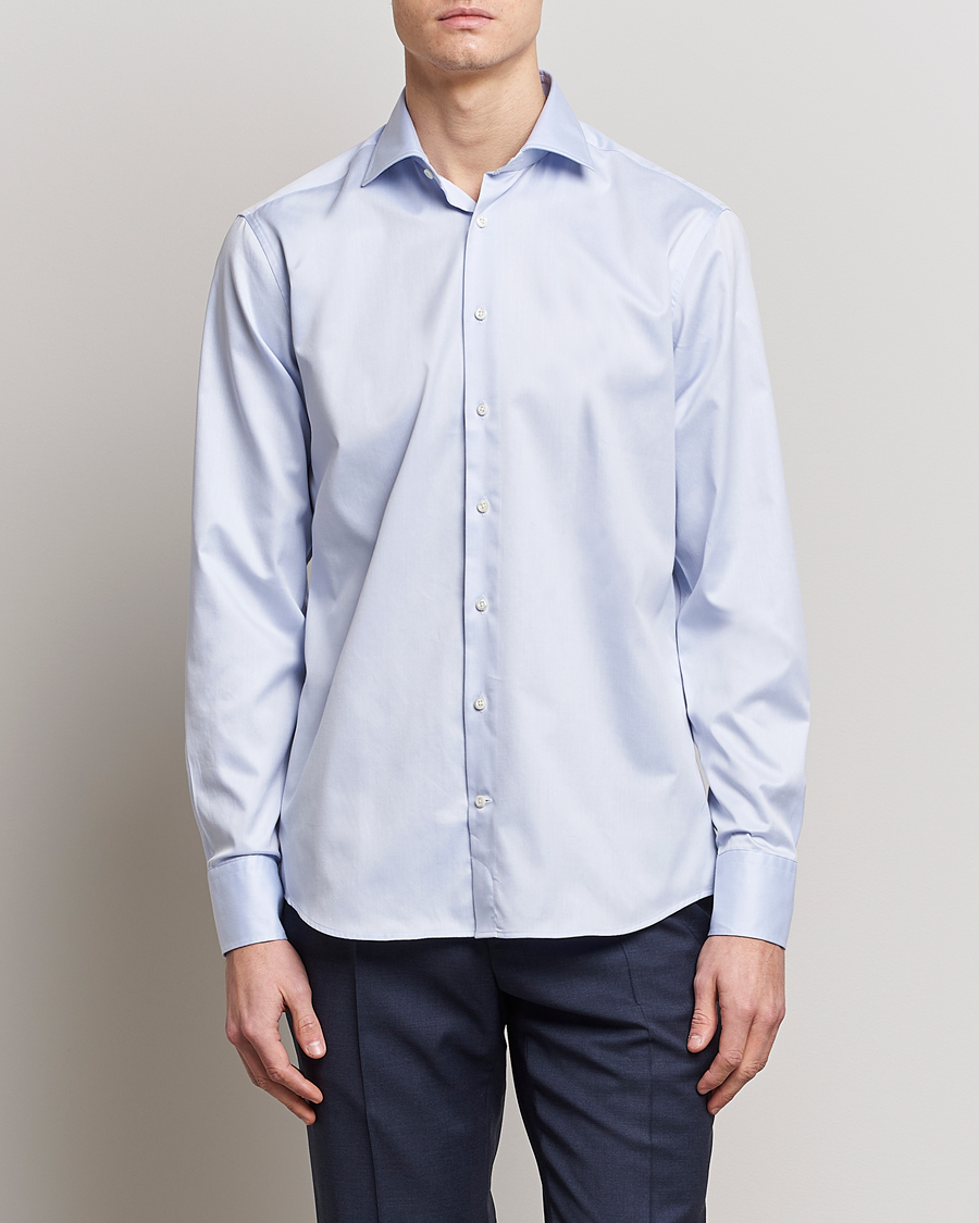 Herre | Wardrobe basics | Stenströms | Fitted Body Twofold Stretch Shirt Light Blue