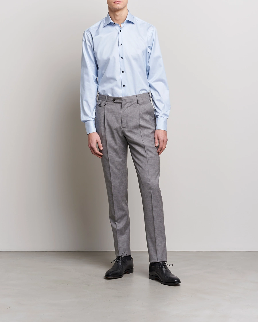 Herre | Klær | Stenströms | Fitted Body Contrast Cotton Shirt White/Blue