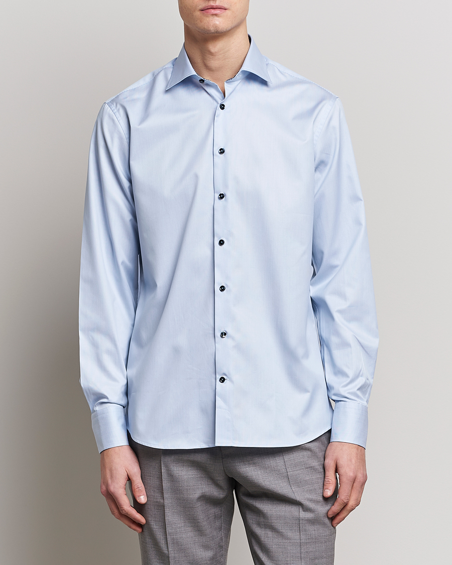 Herre |  | Stenströms | Fitted Body Contrast Cotton Shirt White/Blue