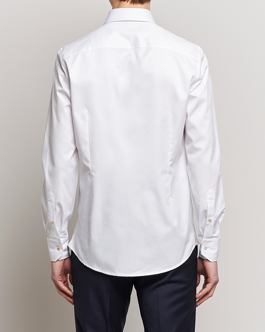 Herre | Skjorter | Stenströms | Fitted Body Contrast Cotton Shirt White