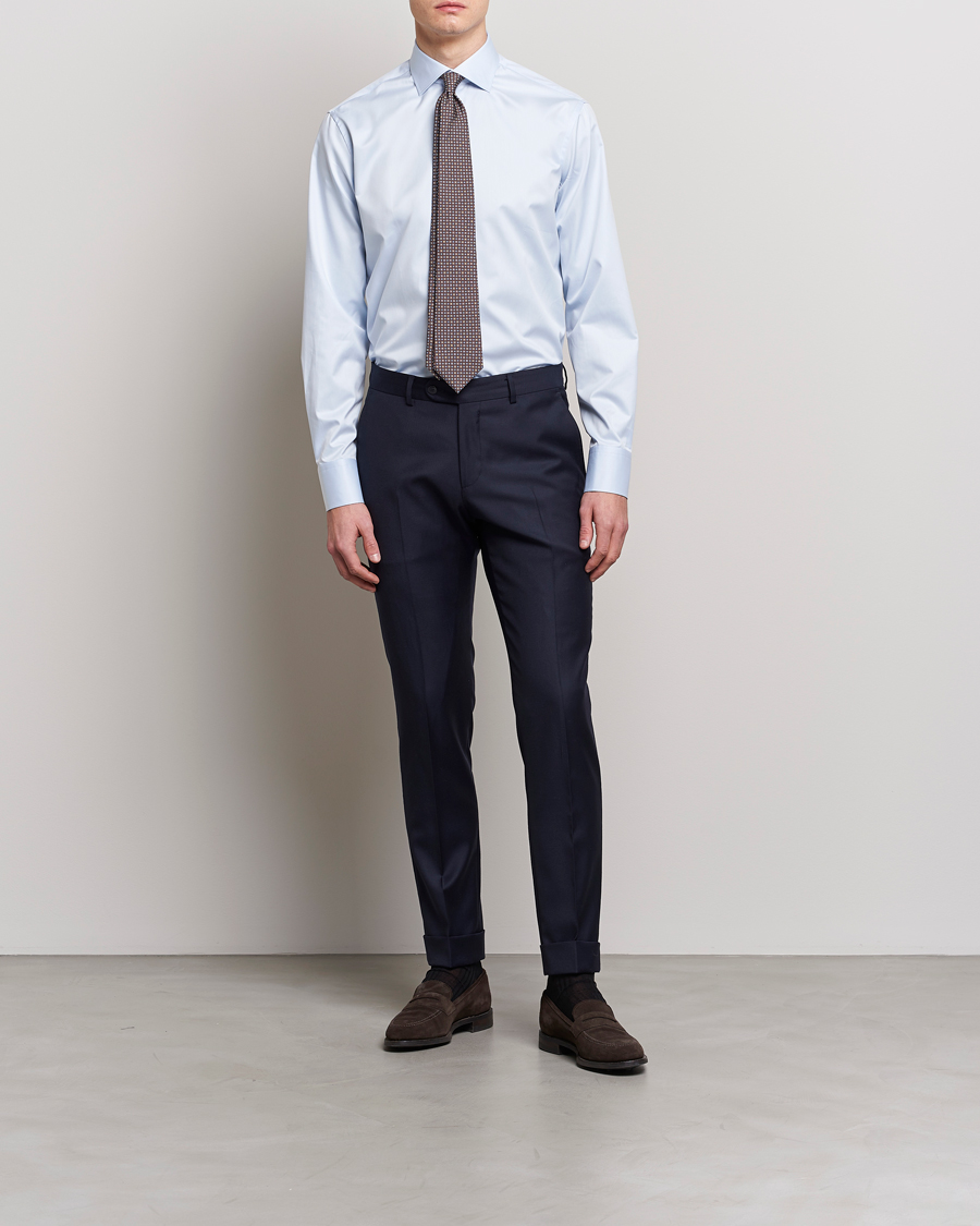 Herre | Businesskjorter | Stenströms | Fitted Body Contrast Twill Shirt Light Blue