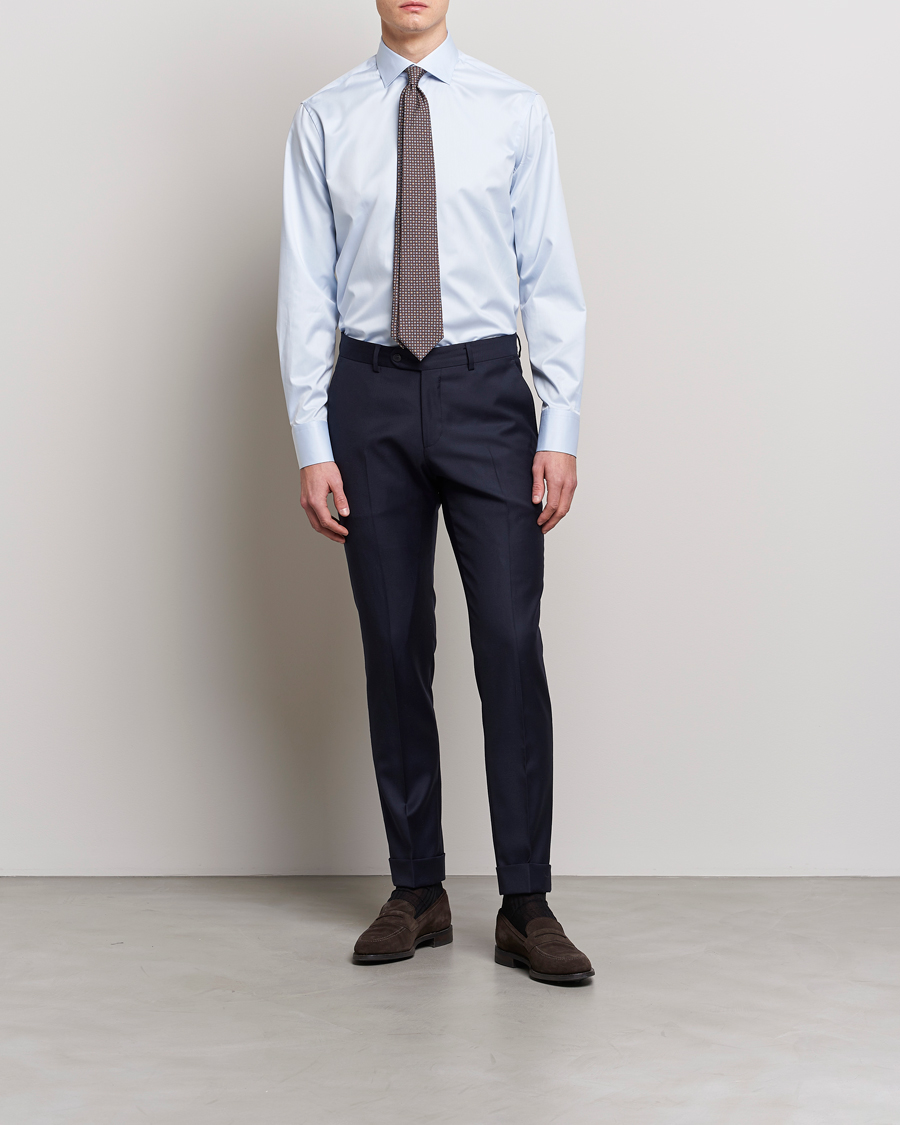 Herr |  | Stenströms | Fitted Body Contrast Twill Shirt Light Blue