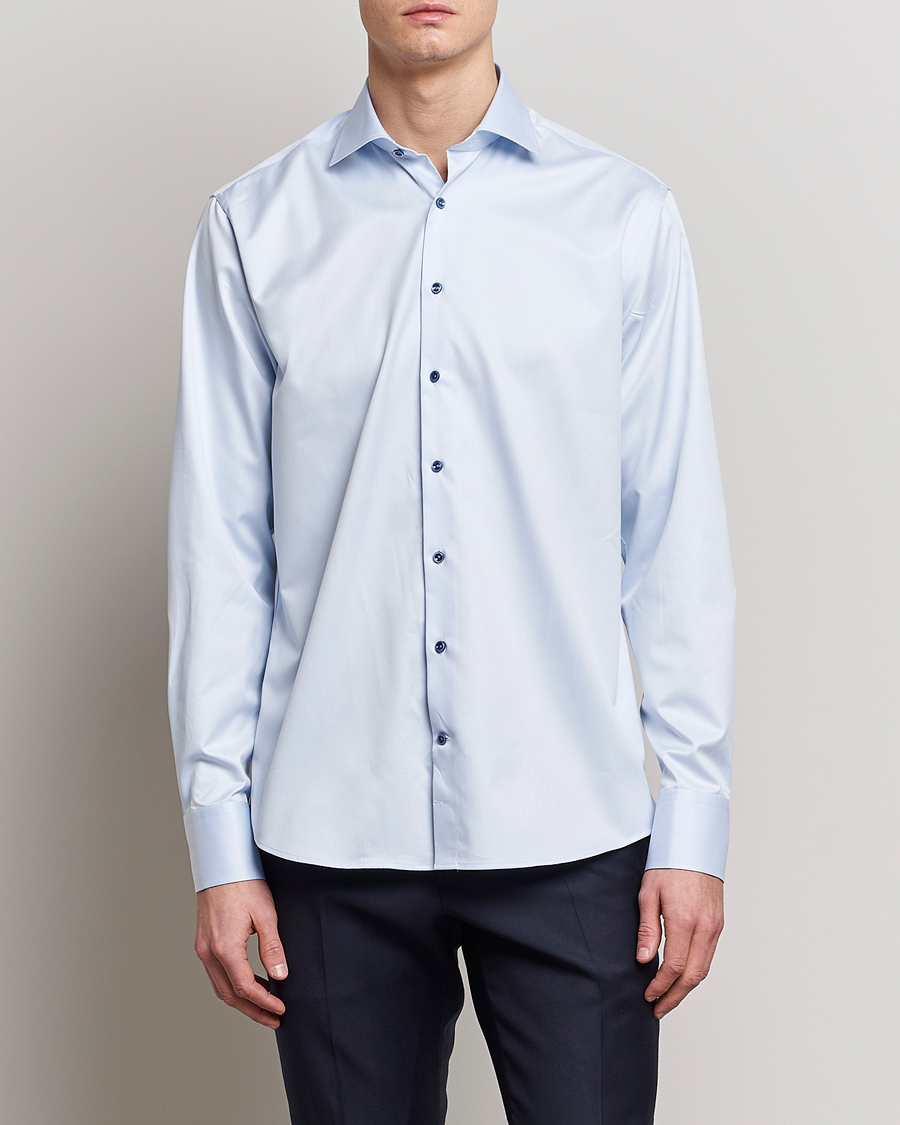 Herre | Wardrobe basics | Stenströms | Fitted Body Contrast Twill Shirt Light Blue