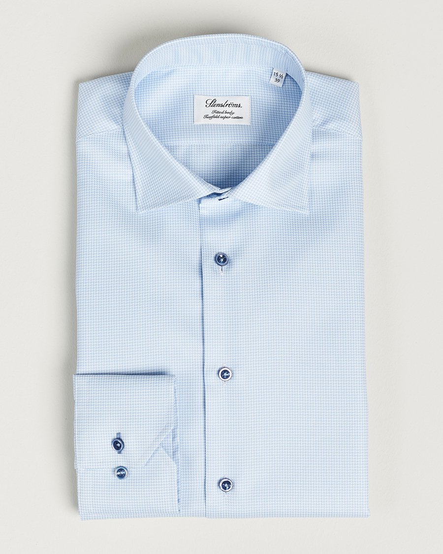 Herre | Skjorter | Stenströms | Fitted Body Contrast Shirt Light Blue