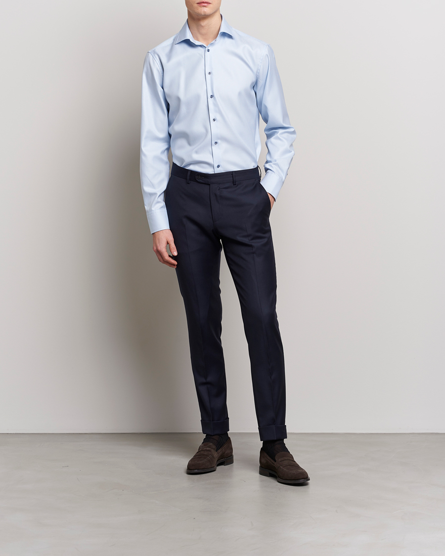 Herre | Mørk dress | Stenströms | Fitted Body Contrast Shirt Light Blue