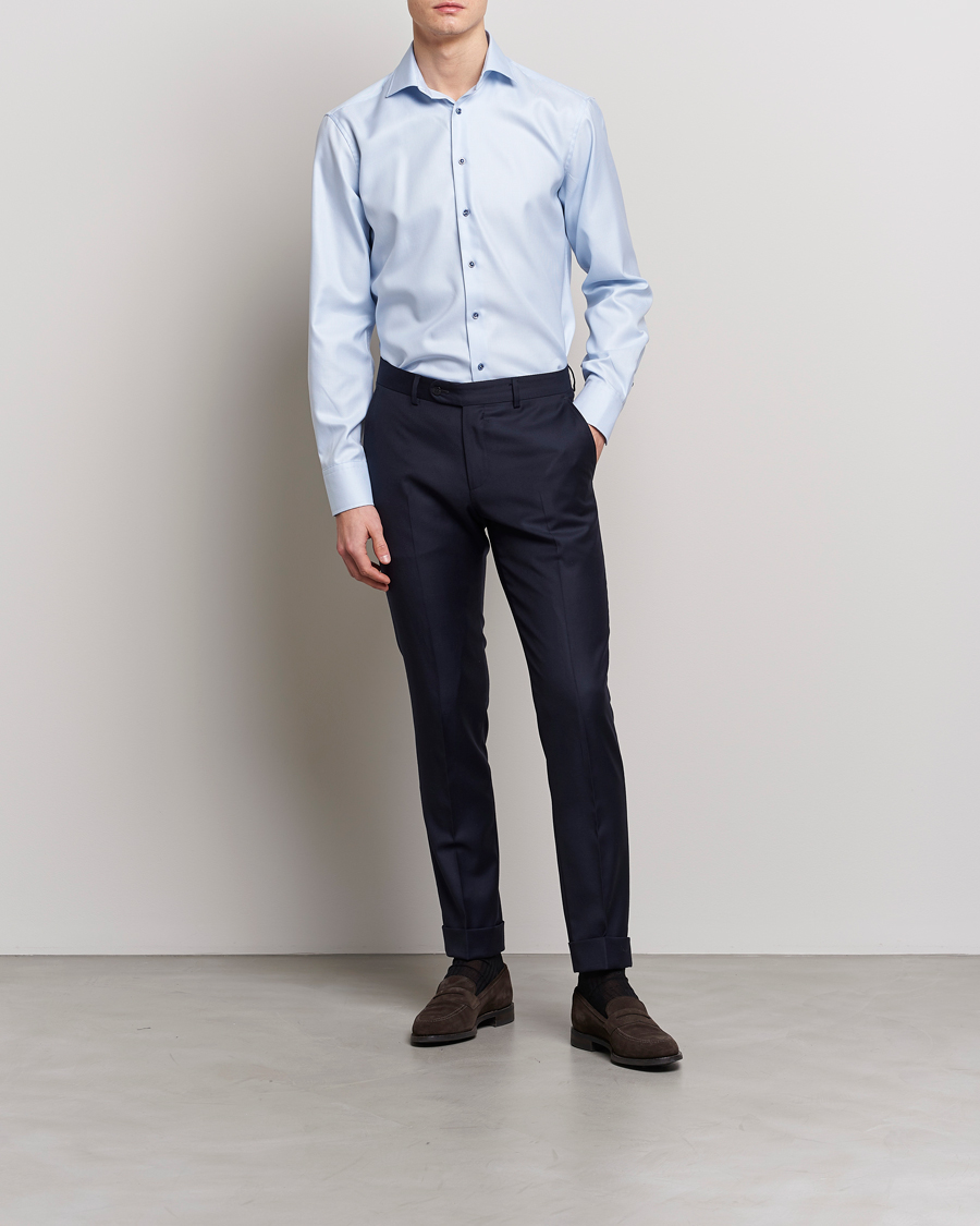 Herre | Wardrobe basics | Stenströms | Fitted Body Contrast Shirt Light Blue