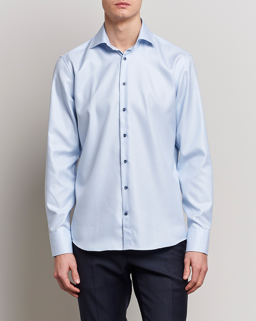 Herre | Skjorter | Stenströms | Fitted Body Contrast Shirt Light Blue