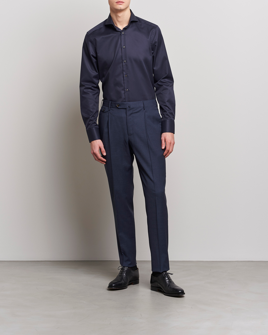 Herre | Skjorter | Stenströms | Slimline Extreme Cut Away Shirt Navy