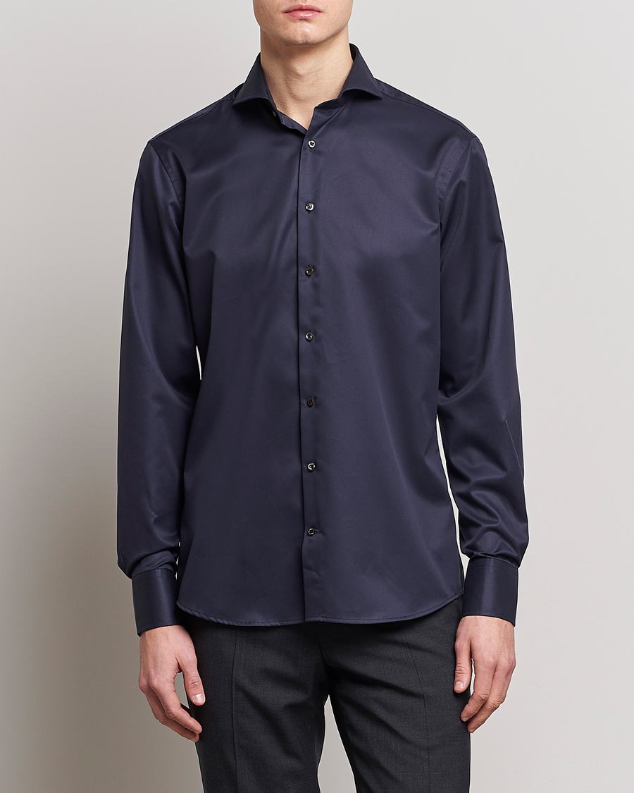 Herre | Businesskjorter | Stenströms | Fitted Body Extreme Cut Away Shirt Navy