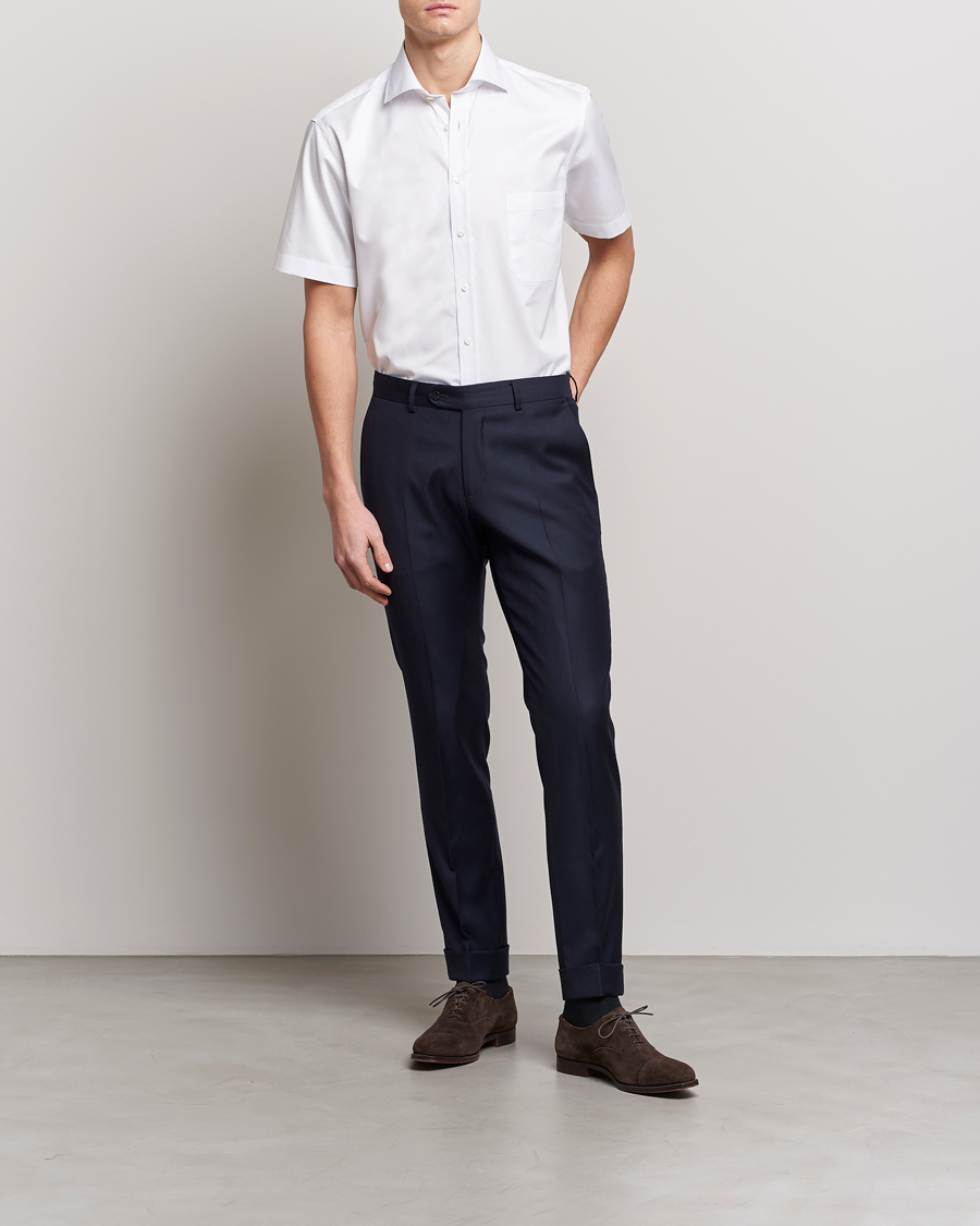 Herre | Skjorter | Stenströms | Fitted Body Short Sleeve Twill Shirt White