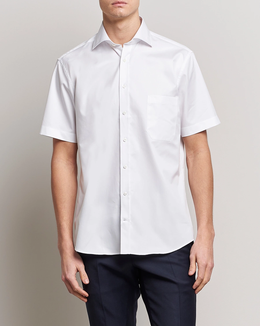 Herre | Kortermede skjorter | Stenströms | Fitted Body Short Sleeve Twill Shirt White