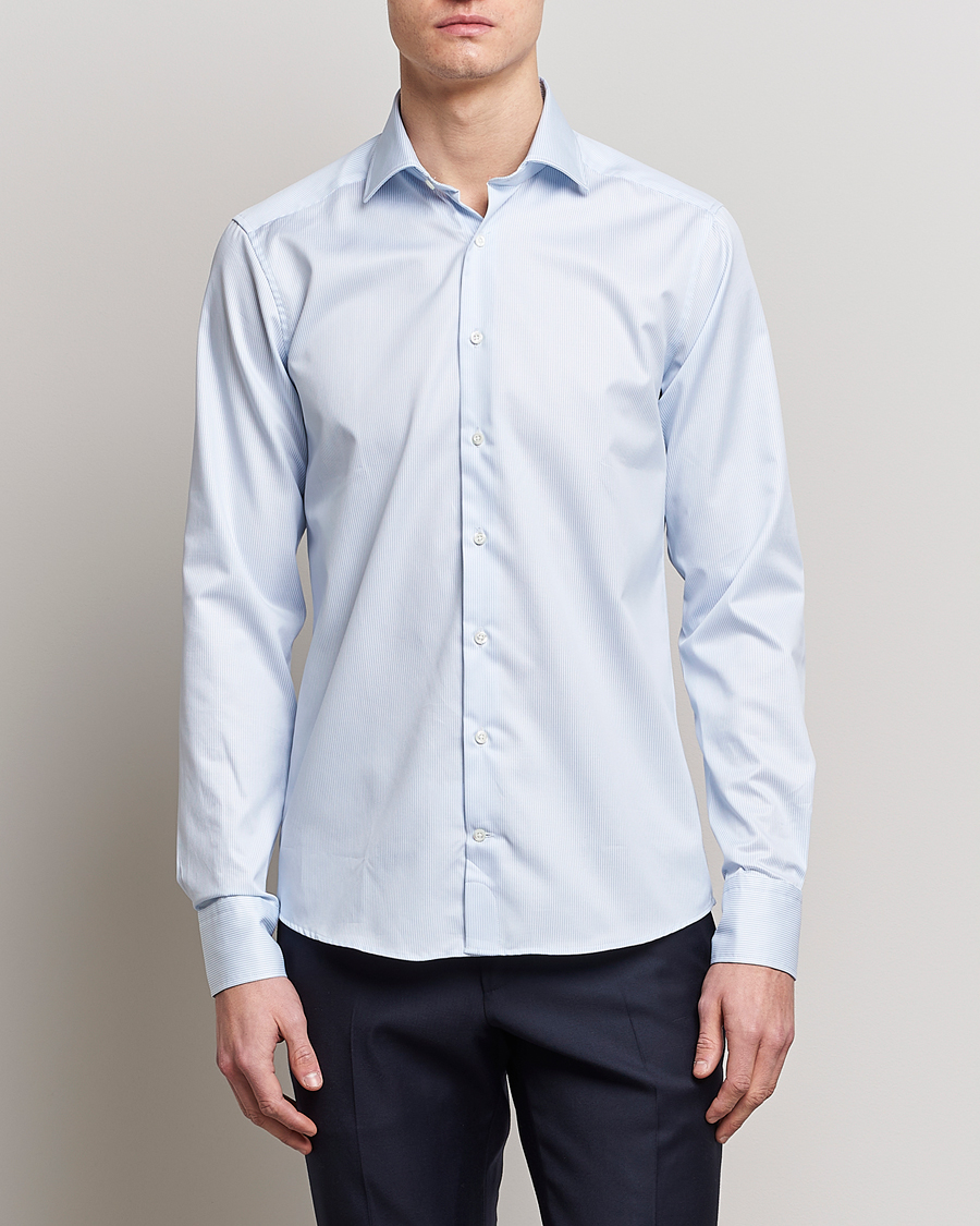 Herre | Skjorter | Stenströms | Superslim Cotton Twill Striped Shirt Blue/White