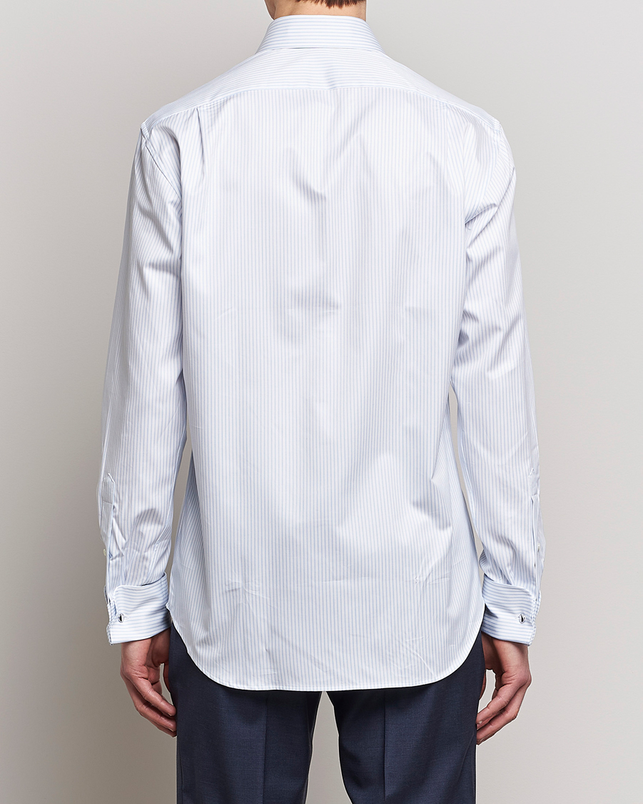 Herre | Skjorter | Stenströms | Fitted Body Cotton Double Cuff Shirt White/Blue