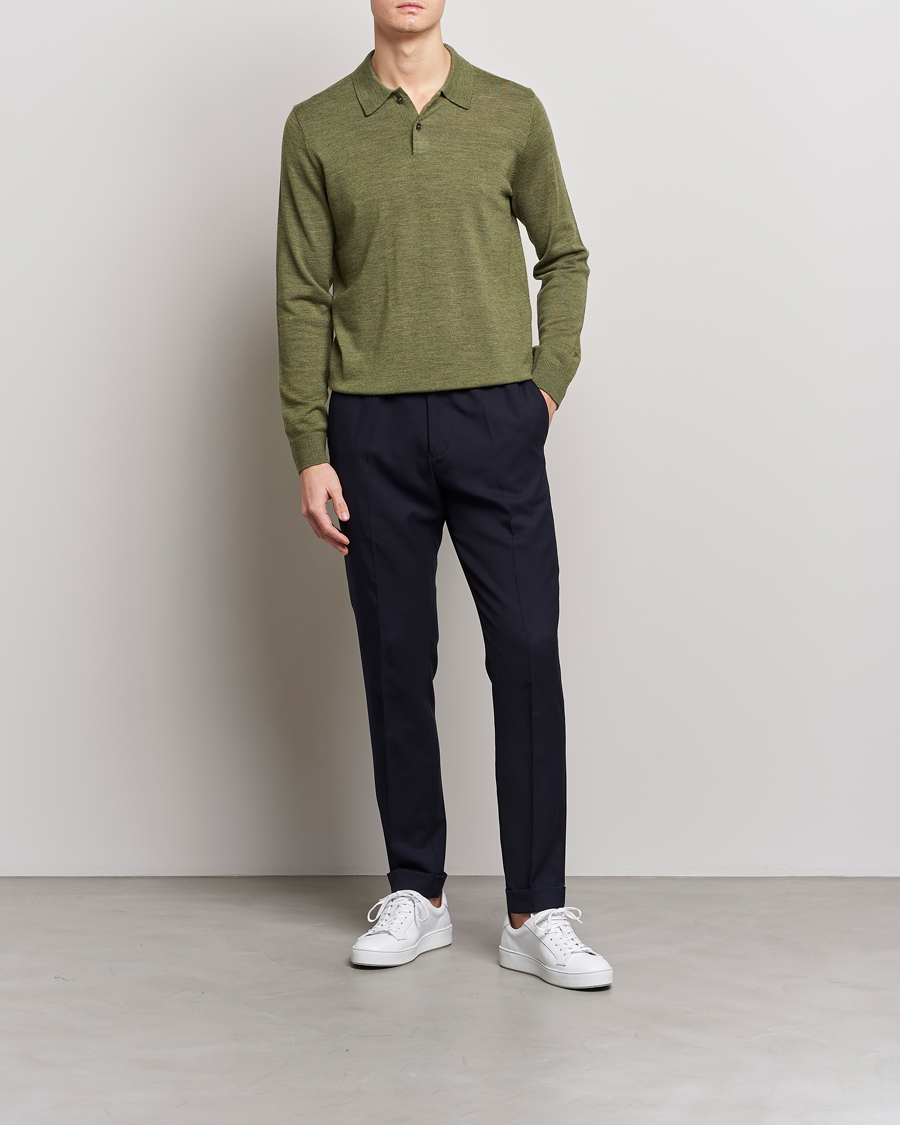 Herre | Gensere | Morris | Merino Knitted Polo Olive