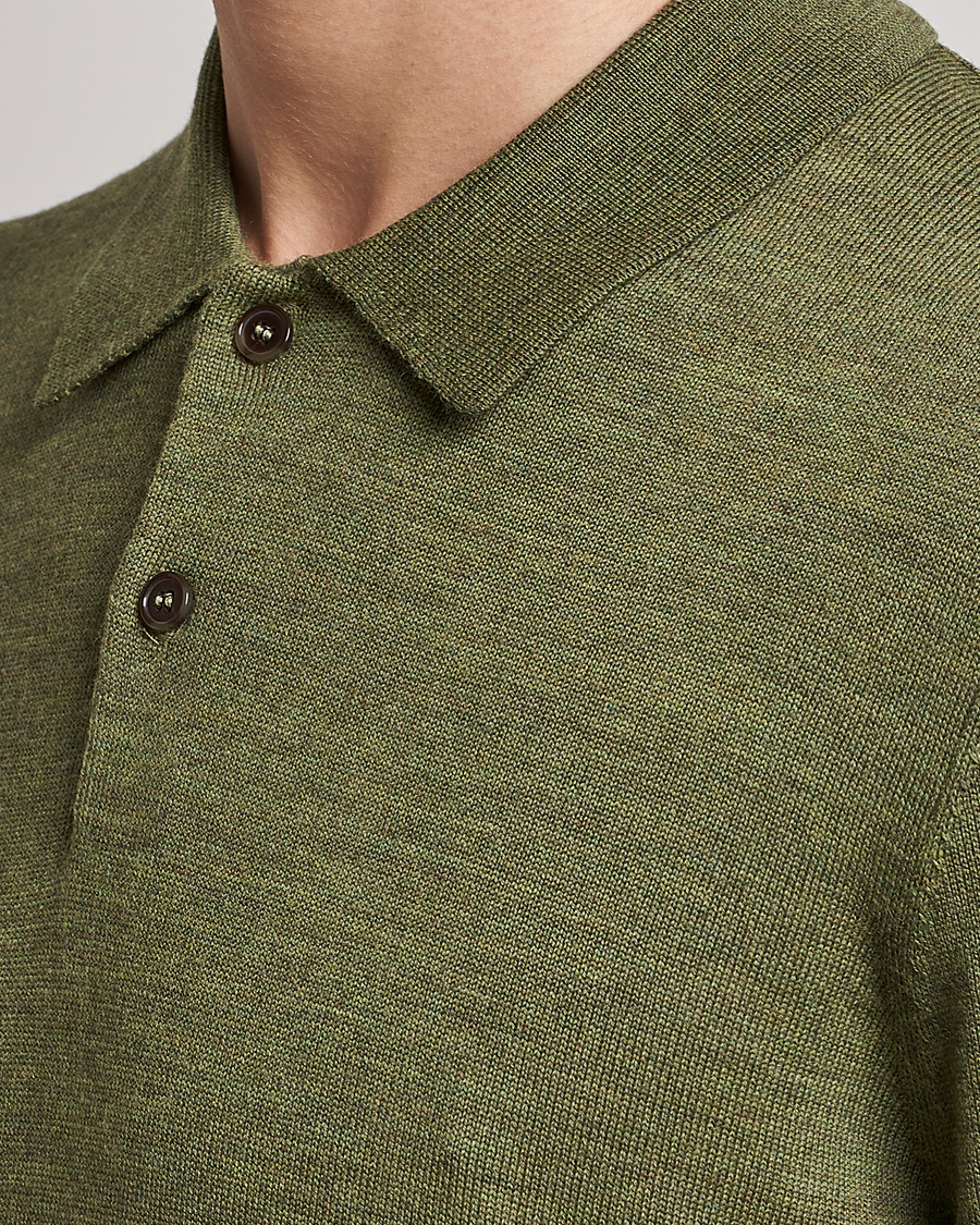 Herre | Gensere | Morris | Merino Knitted Polo Olive